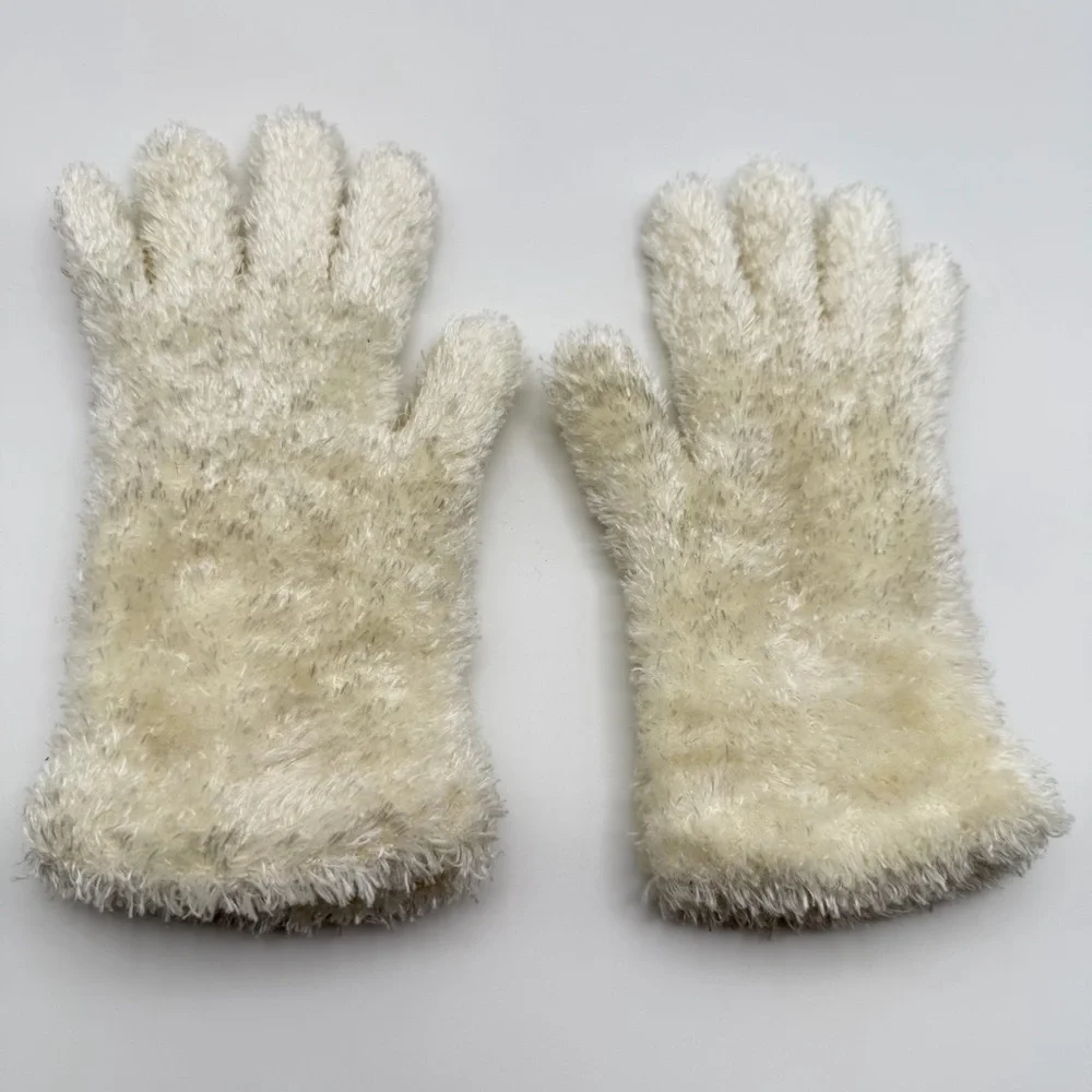 Women’s Plush Faux Fur Gloves Cream Ivory Cozy Winter Cold Weather